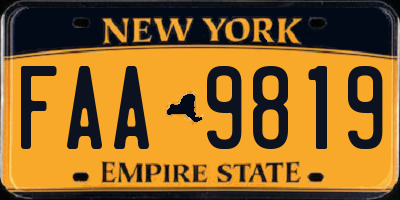 NY license plate FAA9819