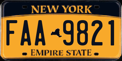 NY license plate FAA9821