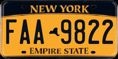 NY license plate FAA9822