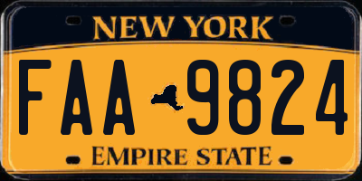 NY license plate FAA9824