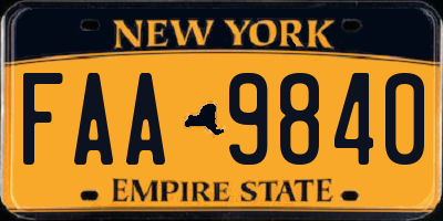 NY license plate FAA9840