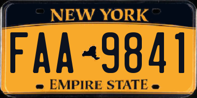 NY license plate FAA9841