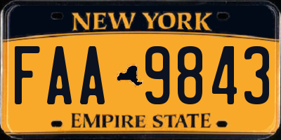 NY license plate FAA9843