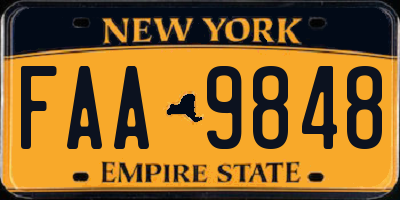 NY license plate FAA9848