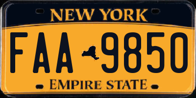 NY license plate FAA9850