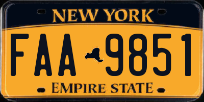 NY license plate FAA9851