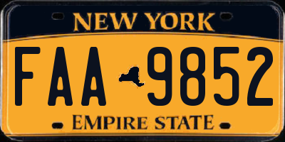 NY license plate FAA9852