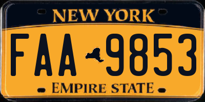 NY license plate FAA9853