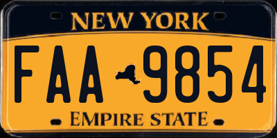 NY license plate FAA9854