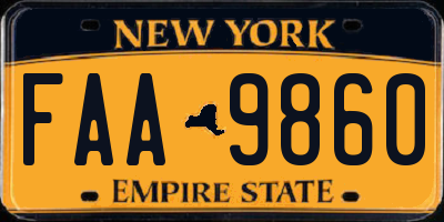 NY license plate FAA9860