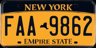 NY license plate FAA9862