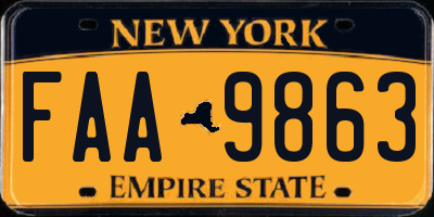 NY license plate FAA9863