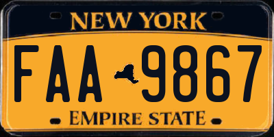 NY license plate FAA9867