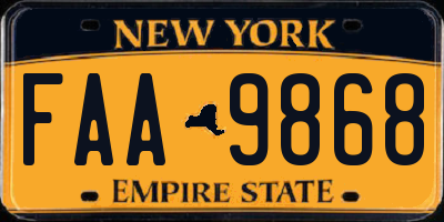 NY license plate FAA9868