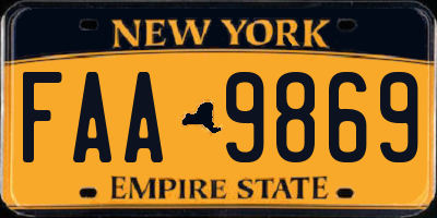 NY license plate FAA9869