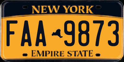 NY license plate FAA9873