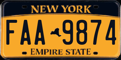 NY license plate FAA9874