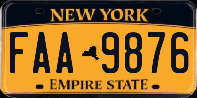 NY license plate FAA9876