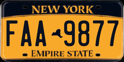 NY license plate FAA9877