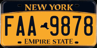 NY license plate FAA9878