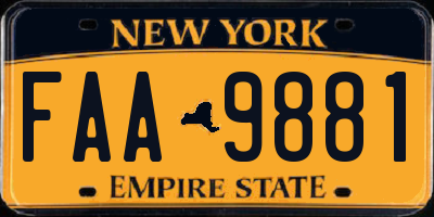 NY license plate FAA9881