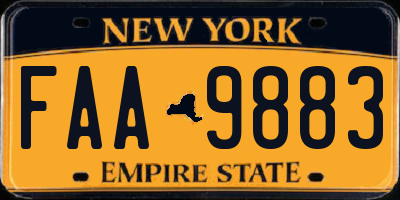 NY license plate FAA9883