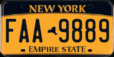 NY license plate FAA9889