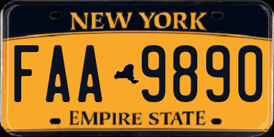 NY license plate FAA9890