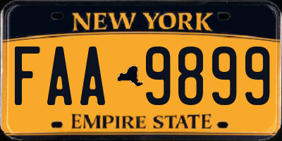 NY license plate FAA9899