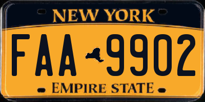 NY license plate FAA9902