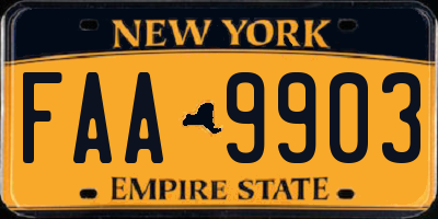 NY license plate FAA9903