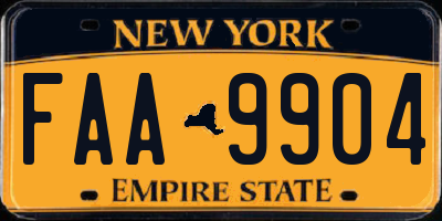 NY license plate FAA9904