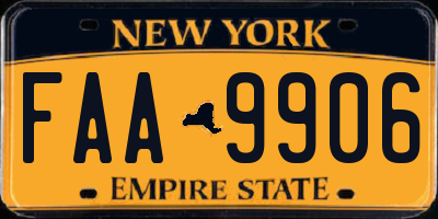 NY license plate FAA9906