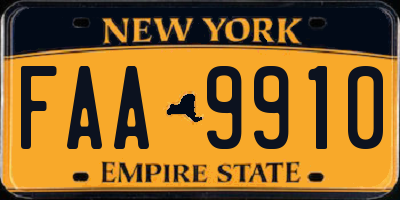 NY license plate FAA9910