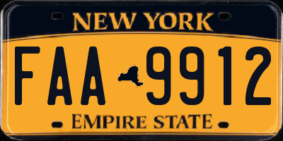 NY license plate FAA9912