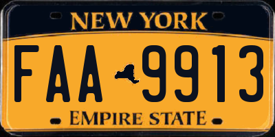 NY license plate FAA9913