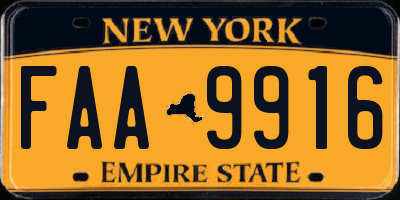 NY license plate FAA9916