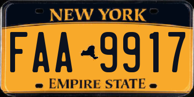 NY license plate FAA9917