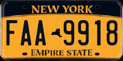 NY license plate FAA9918