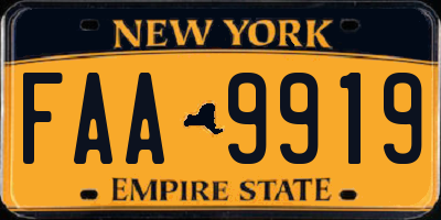 NY license plate FAA9919