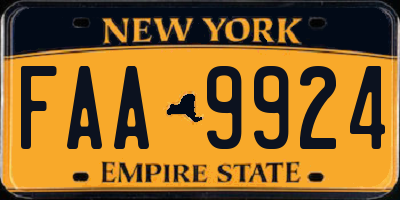 NY license plate FAA9924