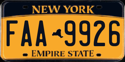 NY license plate FAA9926