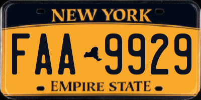 NY license plate FAA9929