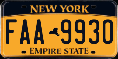 NY license plate FAA9930