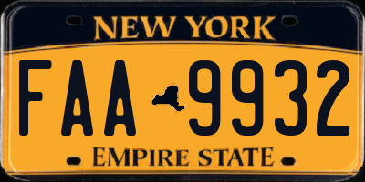 NY license plate FAA9932