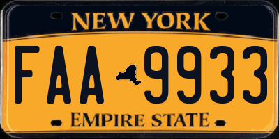 NY license plate FAA9933