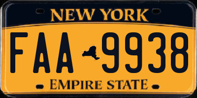 NY license plate FAA9938