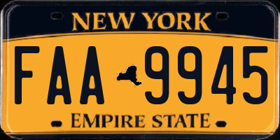 NY license plate FAA9945