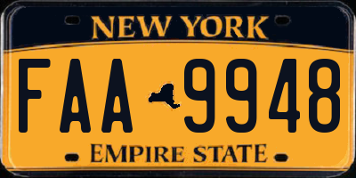 NY license plate FAA9948