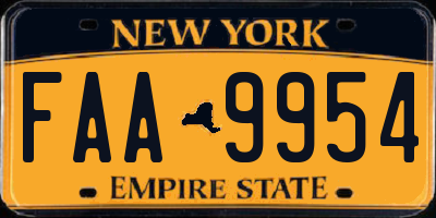 NY license plate FAA9954